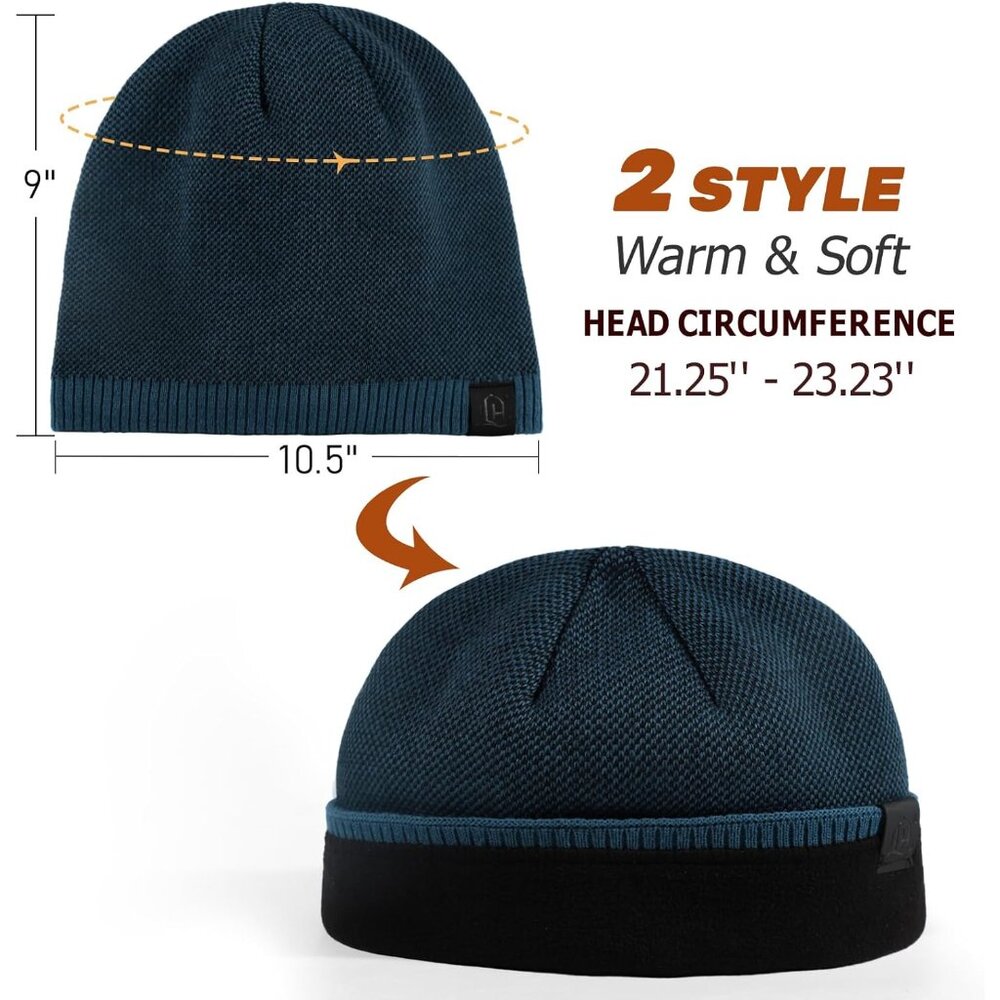 Double-Layer Warmth Beanie - Soft Windproof Skull… - image 5
